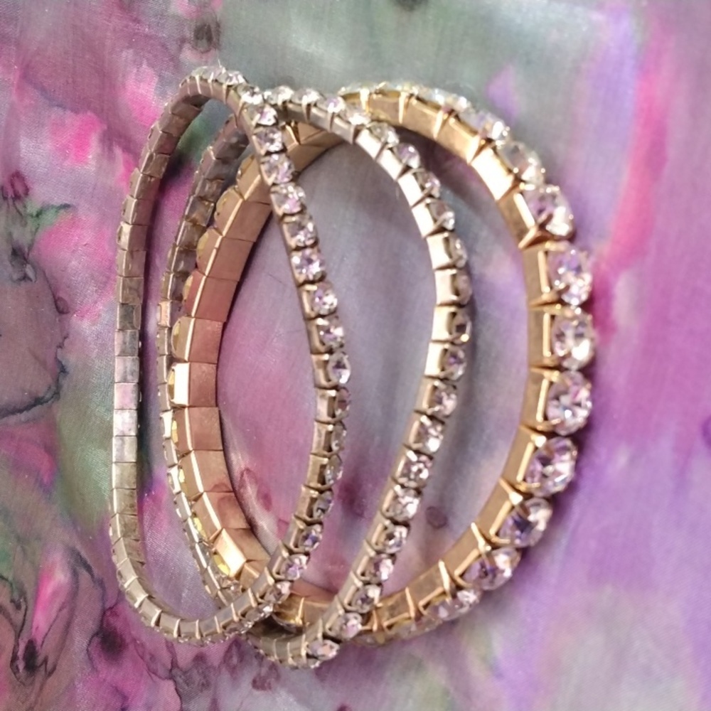 Trio of sparkly rhinestone bracelets